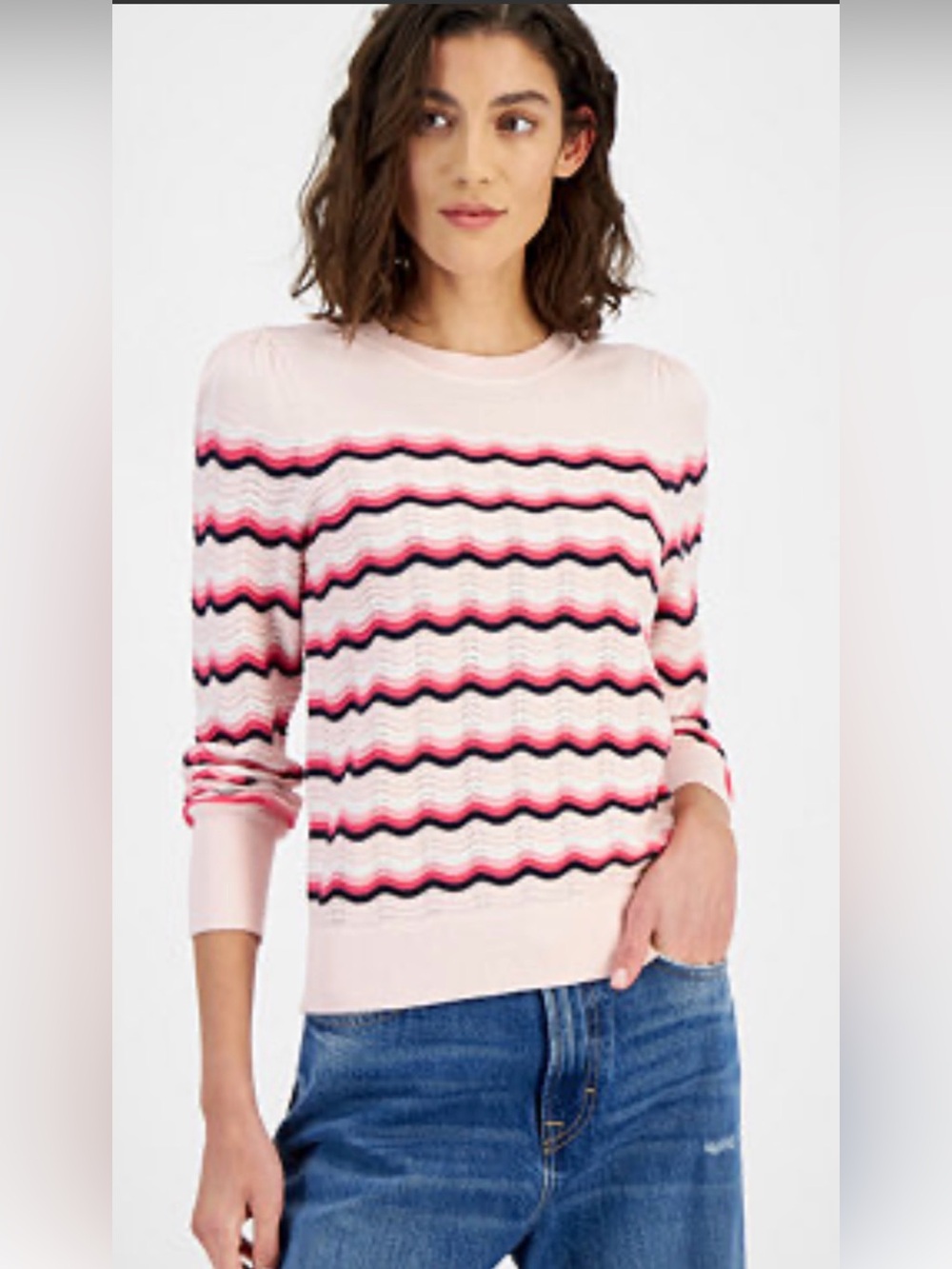 Tommy Hilfiger Scallop Stripe Sweater- Size Medium